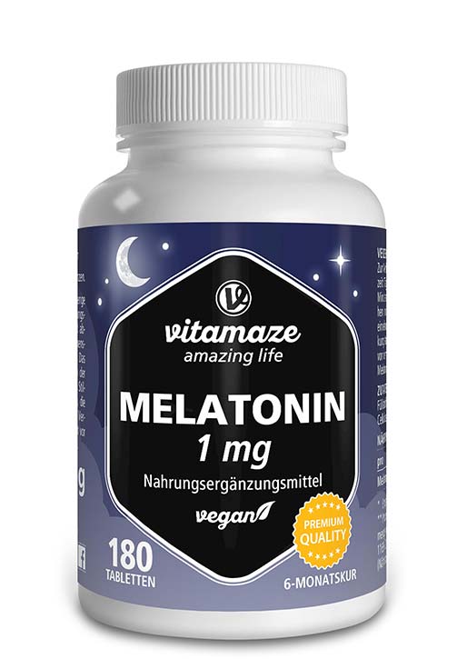 Melatonin 1 mg, 180 vegane Tabletten