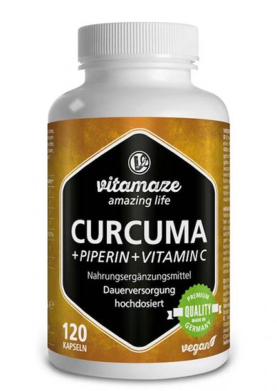 Kurkuma hochdosiert + Piperin + Vitamin C